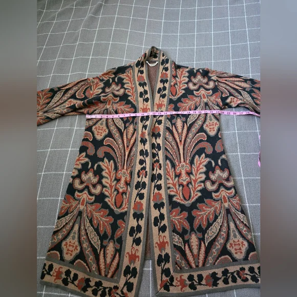 Soft Surroundings Jacquard Sweater Cardigan Paisley Tapestry Suzani Boho - Picture 2 of 7